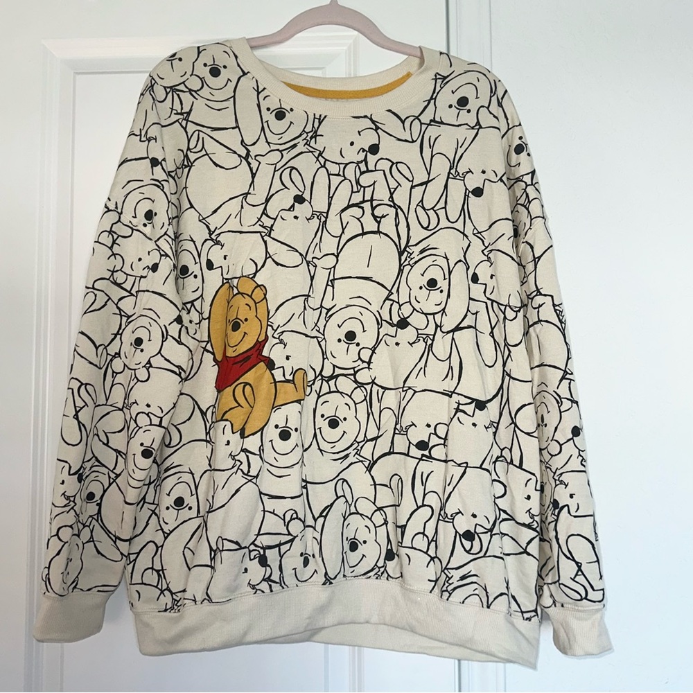 Disney Winnie The Pooh XXL Oversized Crew Neck Pullover All Over Print Sweater
